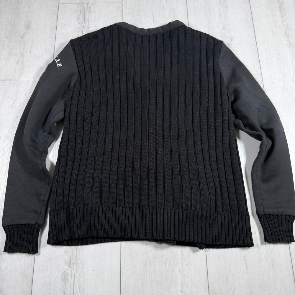 Pelle Pelle Cardigan Sweater XL Black Y2K Streetwear Hip Hop Patches - Picture 9 of 13